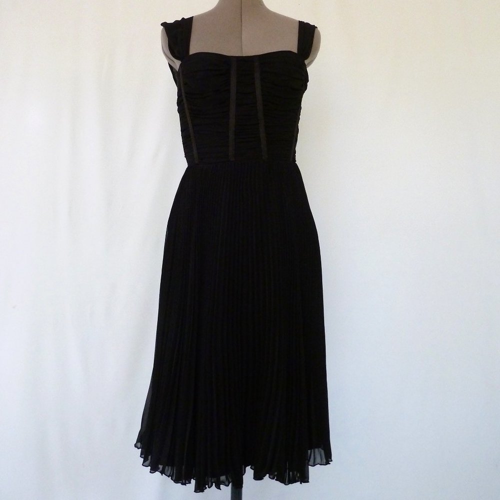 Black Chiffon Dress Pleated Skirt Corset Top